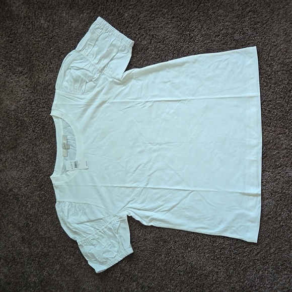 NEW Ann Taylor Loft White Puff Sleeve Top M - Picture 2 of 6